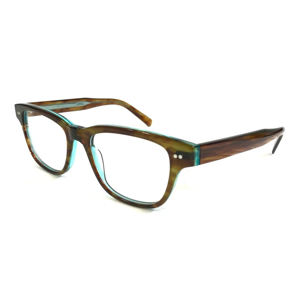 Tom Davies Eyeglasses Frames TD642 Col. 1826 Brown Horn Blue Rectangle 51-18-140